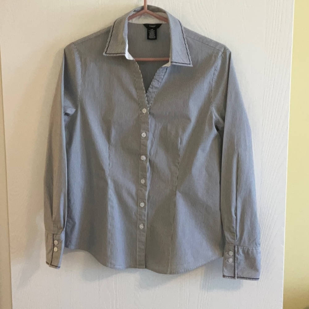 Blue and White Button-Up Shirt